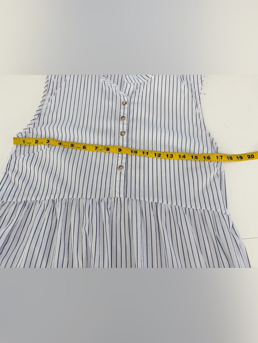 LÉGOE HERITAGE White Navy Pinstripe Cotton Sleeveless Maternity Midi Dress - Picture 11 of 12